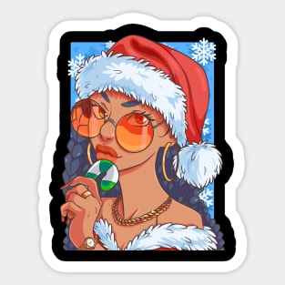 Black Santa Claus Gangster Christmas Sticker